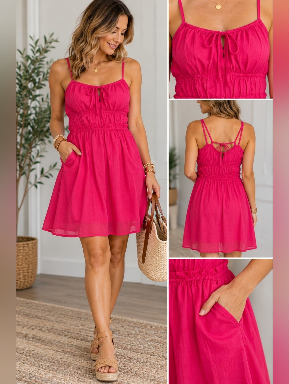 Steve Madden Hot Pink Ruched Mini Dress Size M